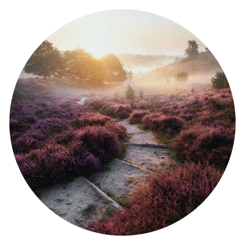 Reinders Wandelpad langs de heide glasschilderij -  paars - hobbyruimte - Ø 70cm