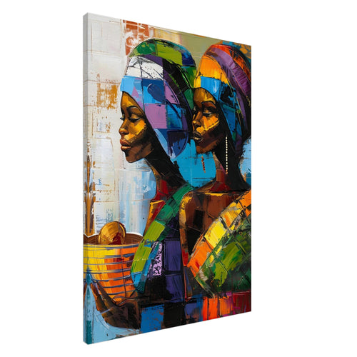 Artfulprints Canvas Colourful sisters canvas - 75x100 cm - Meerkleurig
