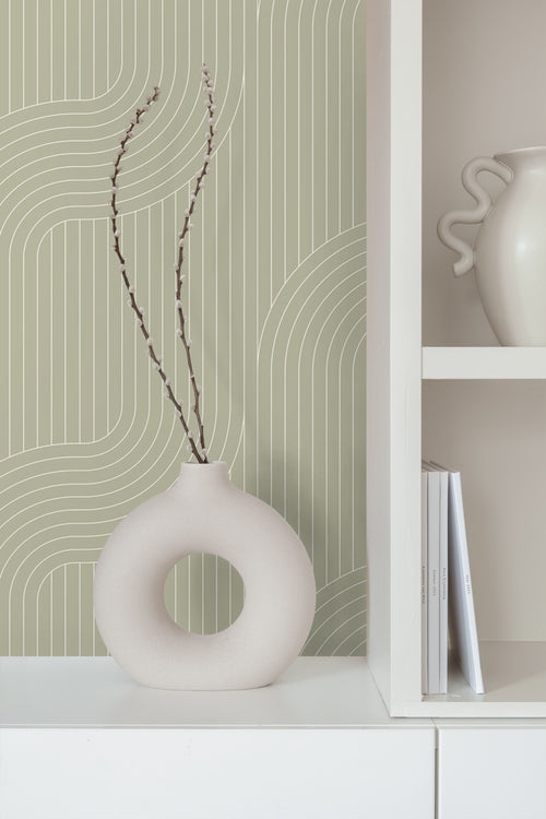 Origin Wallcoverings behang grafisch motief licht vergrijsd groen - 50 x 900 cm - 347963 - vtwonen shop