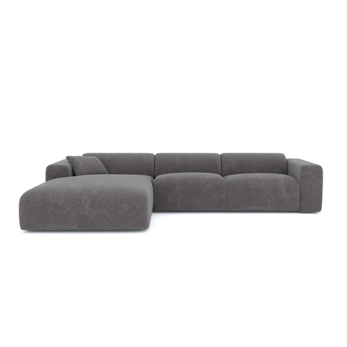 Sia Home - Hoekbank links MYRA - Fluweel met structuur - Grijs - 280cm - vtwonen shop