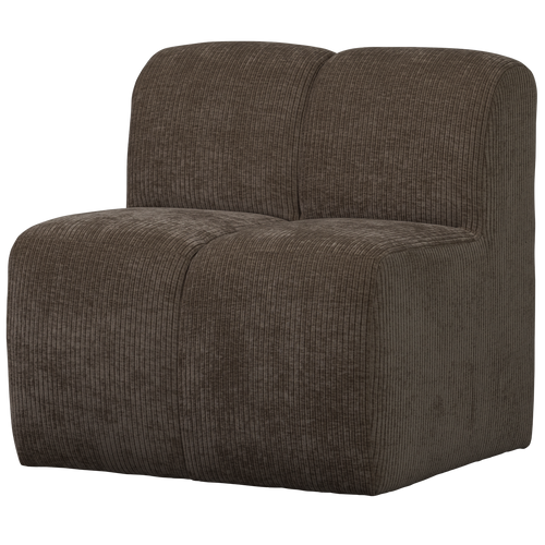 WOOOD eetbankje 84cm met rugleuning Mojo - Ribstof - Bruin - 88x84x73 - vtwonen shop