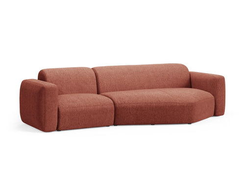 Cosmopolitan Design Modulaire hoekbank rechts Strino 3-zits, structurele stof koraal - 136x308x78cm