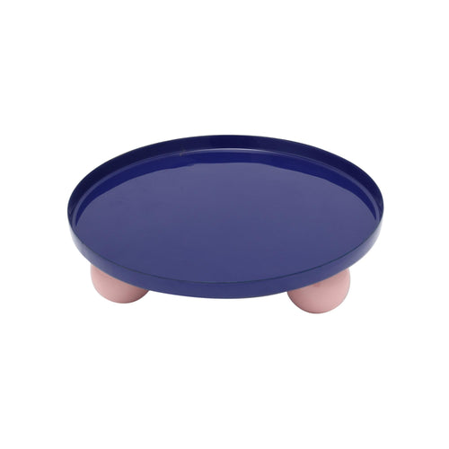 Present Time dienblad Double Funky Round Large - blauw - Ø25cm - vtwonen shop