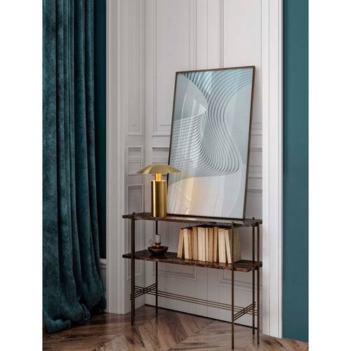 Nova Luce KARPOS Geïntegreerde LED-tafellamp in antiek messing goudkleur, 5W 264lm 3000K, aan/uit-schakelaar.