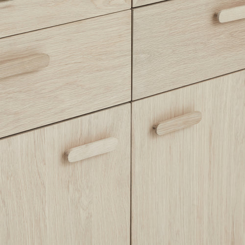 Furnhouse vitrinekast Porto - Witte olie - MDF, Eikenfineer, Glas - 40x110x187