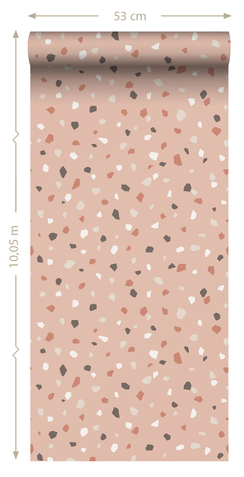 ESTAhome behang terrazzo zacht roze, wit en grijs - 0,53 x 10,05 m - 139306 - vtwonen shop