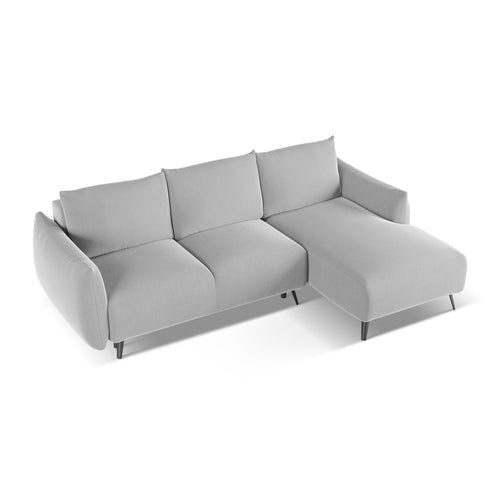LaMiaSofa hoekbank rechts Genova - velours - grijs - 242x162x86