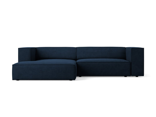 Cosmopolitan Design linker hoekbank Arendal 3-zits, chenille met ribbeleffect, koningsblauw - 166x224x70cm