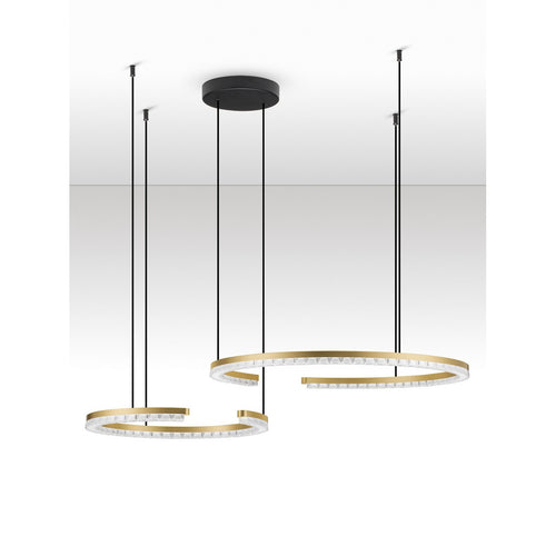 Nova Luce GREAMY Geïntegreerde LED-pendellamp, goudkleurig, Triac dimbaar, 49W, 3668lm, 3000K