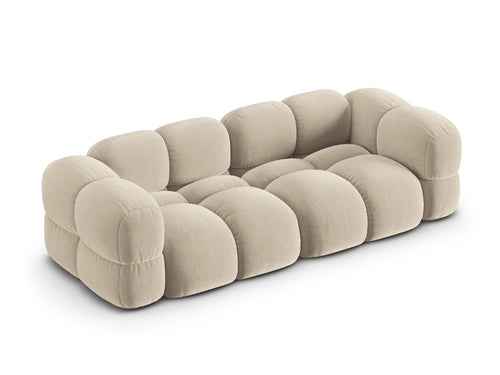 Cosmopolitan Design Bank Loretto 4-zits, flueel lichtbeige - 100x250x68cm
