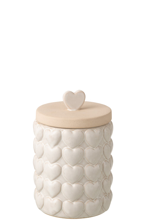 J-Line decoratie Harten - polyresin - steen - ecru