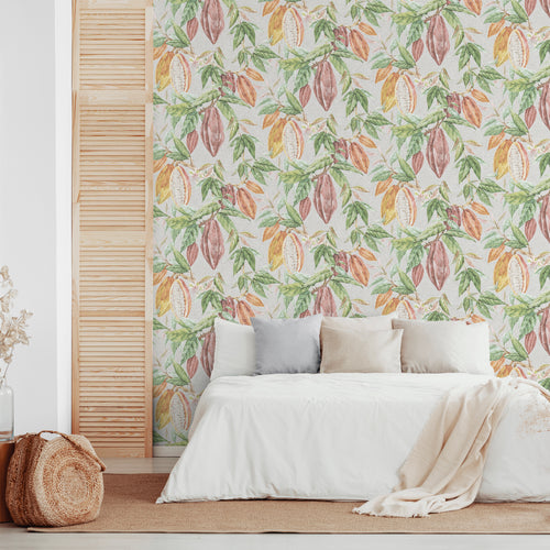 Sanders & Sanders behang bladeren groen, grijs en terracotta - 53 cm x 10 m - 640219 - vtwonen shop