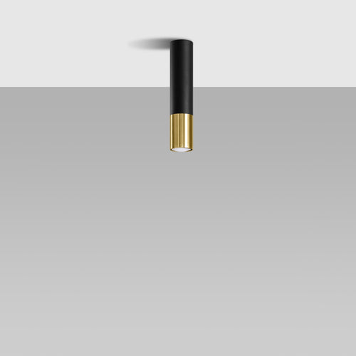 Sollux Lighting Plafondlamp LOOPEZ zwart/goud - 6x6x29cm