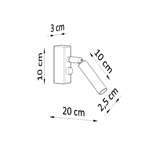 Sollux Lighting Wandlamp EYETECH 1 zwart - 3x10x20cm