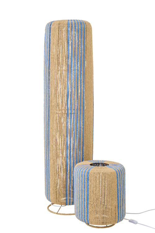 J-Line lamp Touw Cilinder - metaal - blauw/naturel - large