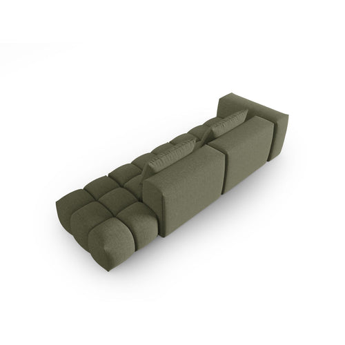 Cosmopolitan Design - Rechte modulaire bank Verona 4-zits, structurele stof donker olijfgroen - 85x265x70cm