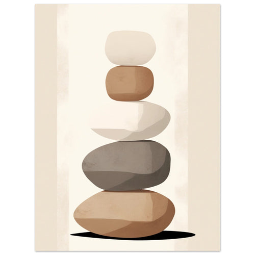 Artfulprints Poster Stacked stones   - 30x40 cm - Taupe