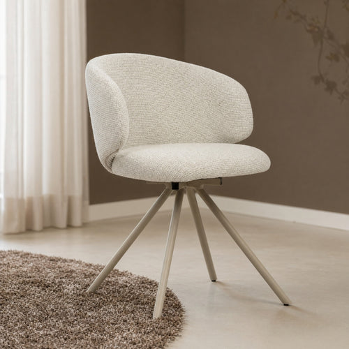 DÉJA Living Eetkamerstoel Sueca - Beige Stof - Draaibaar - Set van 2
