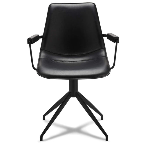 Furnhouse eetkamerstoelen armleuning Isabel - Zwart - Kunstleer - Set van 2