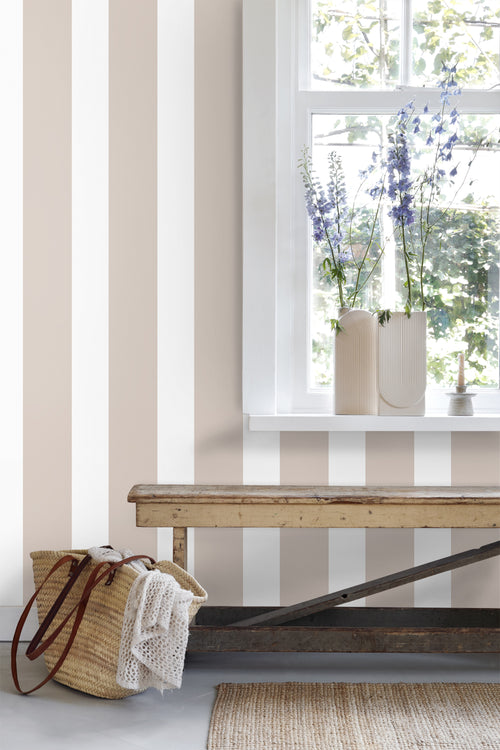 Sanders & Sanders behang strepen oudroze en wit - 53 cm x 10.05 m - 640721