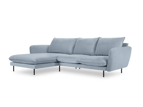 Cosmopolitan Design linker hoekbank Vienna 5-zits, flueel, lichtblauw - 170x255x95cm
