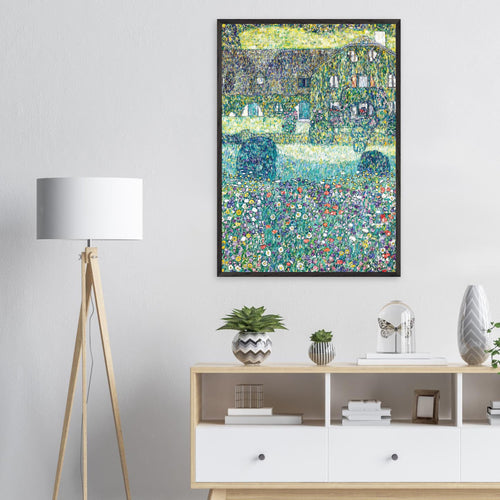 Artfulprints Poster met Lijst Gustav Klimt - Country house by the Attersee   - A4 21x29.7 cm - Donkergroen