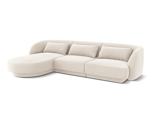 Cosmopolitan Design linker hoekbank Tulum 4-zits, flueel, lichtbeige - 156x255x70cm