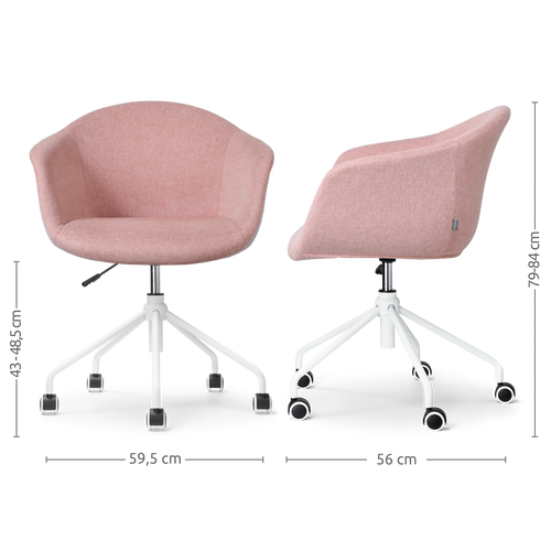 Nolon Nout-Otis Bureaustoel Zacht Roze - Armleuningen - Wit - vtwonen shop