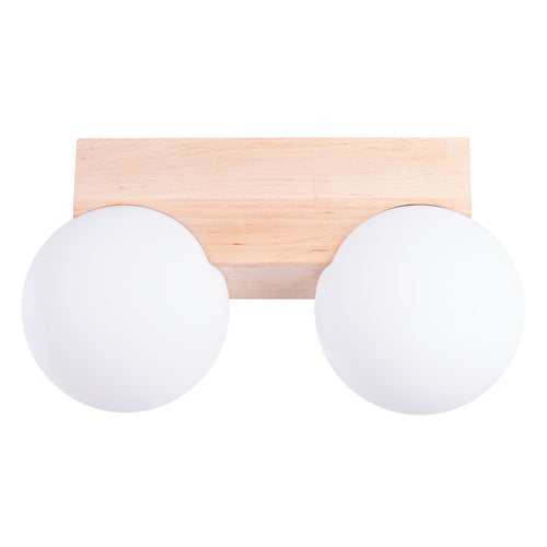 Sollux Lighting Plafondlamp BULBO 2 naturel hout - 29x12x16cm