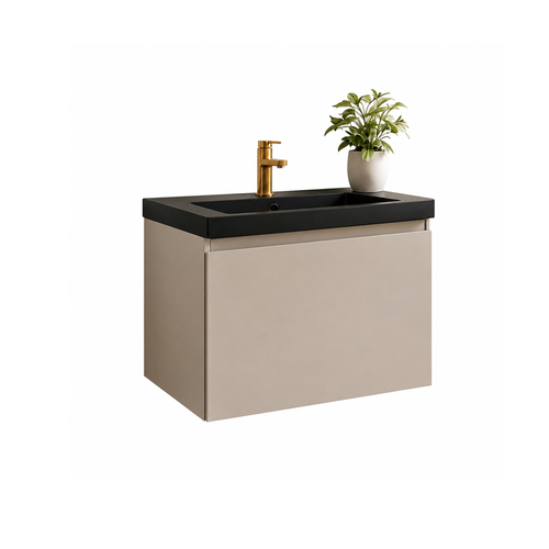 LOMAZOO badkamermeubel Modena - zwevend - zwart - greige - 60 cm