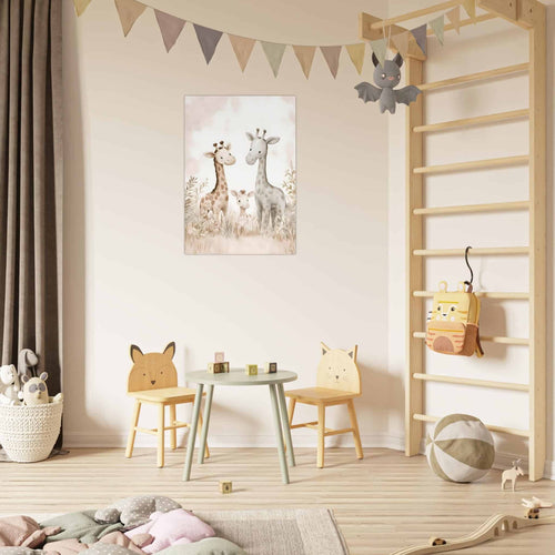 Artfulprints Poster Giraffen familie   - 50x70 cm - Taupe