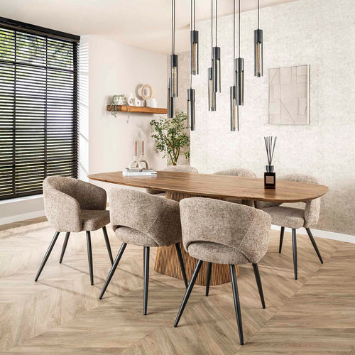 Giga Meubel Eetkamerstoel Salon Tissee - Zand Stof - Set van 2