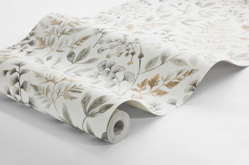 Borastapeter behang bladeren grijs en beige - 53 cm x 11.2 m - 660120