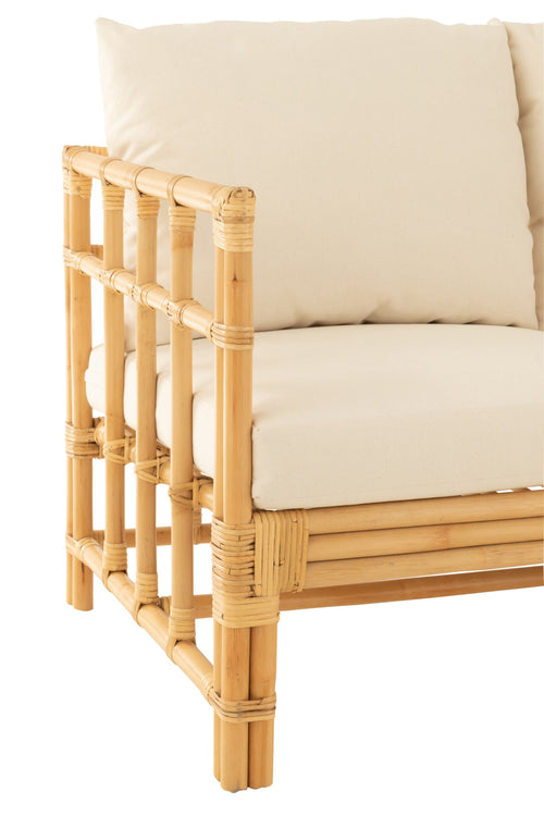 J-Line zetel Elise + kussen 2 Personen - rotan/textiel - naturel/wit