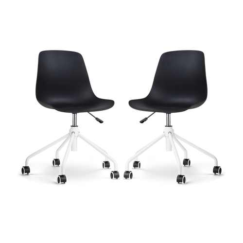 Nolon Nout-Pip Bureaustoelen Set van 2 - Zwart - Wit Onderstel - vtwonen shop