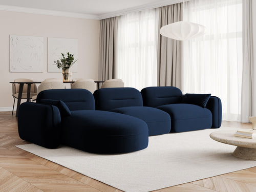 Cosmopolitan Design Modulaire hoekbank links Sydney 4-zits, flueel, koningsblauw - 165x320x70cm