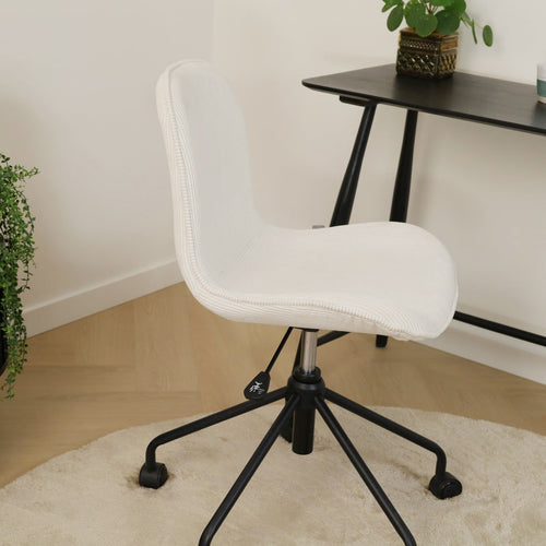 Nolon Nout-Fé Bureaustoel Ribstof Créme - Stof - Zwart Onderstel