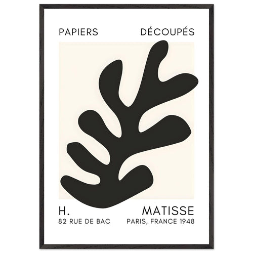 Artfulprints Poster met Lijst Matisse – Ocean petals black   - 70x100 cm - Zwart