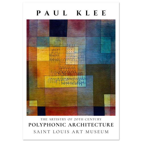 Artfulprints Poster met Lijst Paul Klee - Polyphonic architecture   - A4 21x29.7 cm - Meerkleurig