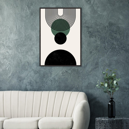 Artfulprints Poster met Lijst Boho wall art - Boho arches   - 50x70 cm - Zwart / Wit