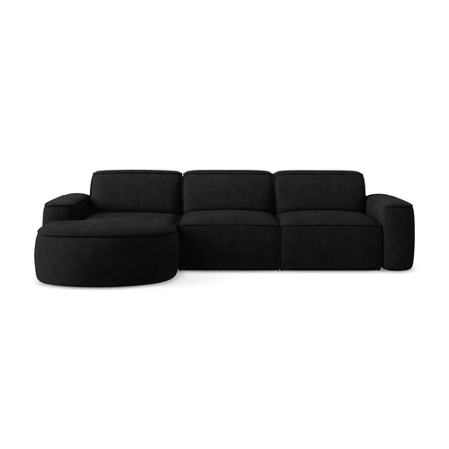 LaMiaSofa hoekbank links Melissa - chenille stof - zwart - 284x166x70