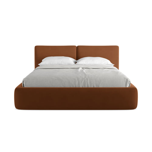 LaMiaSofa Bed met opbergruimte Milano - velours - terracotta - 180x228x82