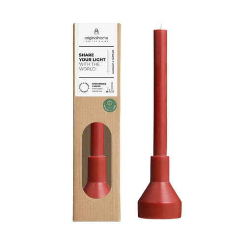 Originalhome sculpture kaars met houder - rood