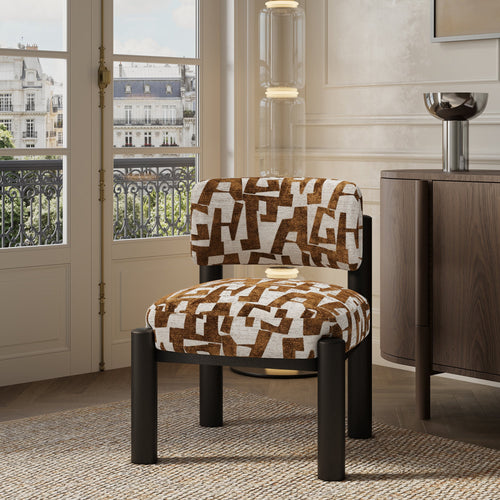 Premium Interiors - Fauteuil ELY - stof met textuur en patroon karamel 60.5cm