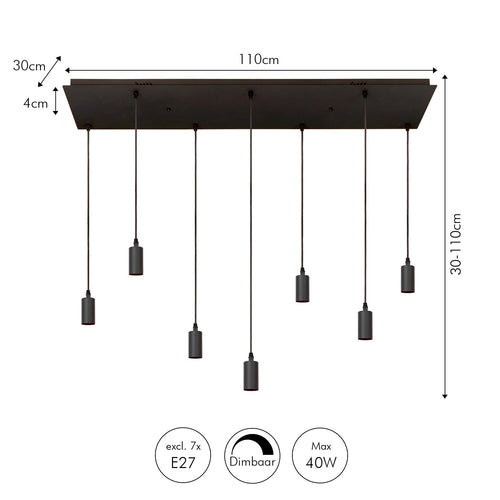 Atmooz hanglamp Hanoi - zwart - 110 x 31 x H 115 cm - E27