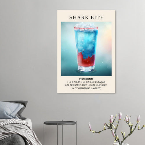 Artfulprints  Shark Bite cocktail - Ingrediënten   poster A4 21x29.7 cm