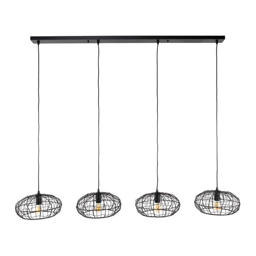 Giga Meubel Hanglamp Connect XL - Zwart/Bruin - 4-Lichts - 150x170x34cm - vtwonen shop