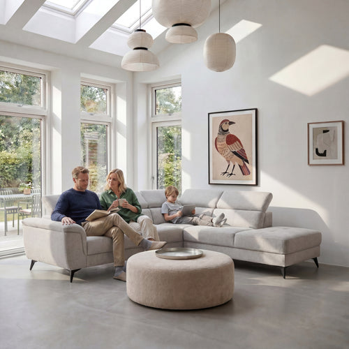 Furnhouse chaise longue bank rechts Betis - Grijs - Stof - 95x290x90