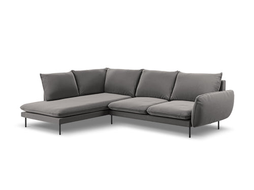 Cosmopolitan Design linker hoekbank Vienna 6-zits, flueel, lichtgrijs - 185x275x95cm
