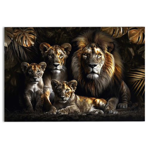 Reinders glasschilderij Leeuwenfamilie - 78x116cm